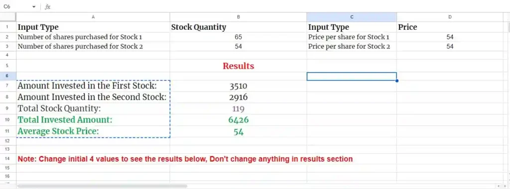 Stock Average Price Calculator Excel